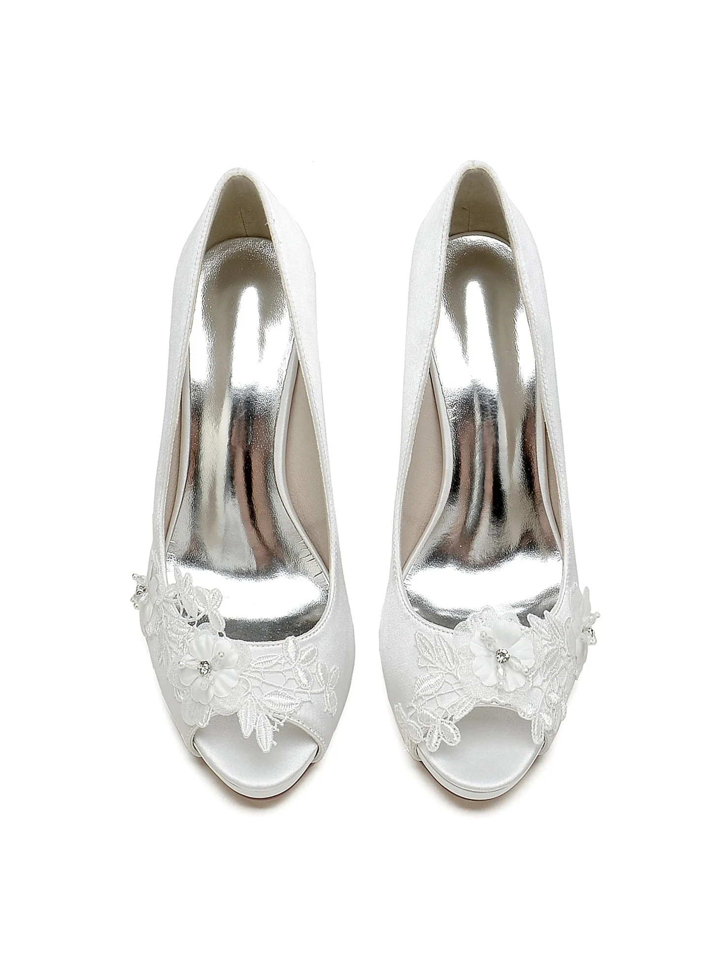 Women's Wedding Shoes Lace High Heel Open Toe Bridal Shoes - Image 3