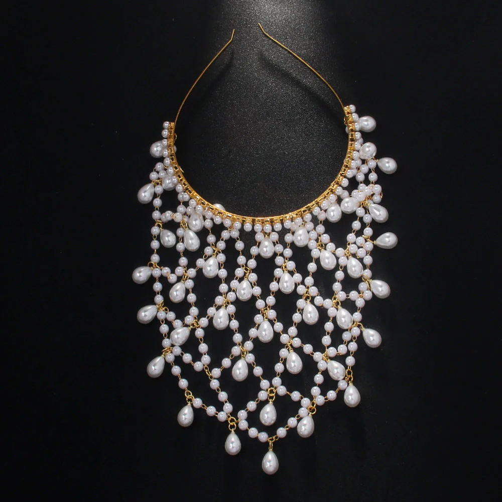 Silver Wedding Special Occasion Elegant Tassel Headpieces With Imitation Pearl - Image 6