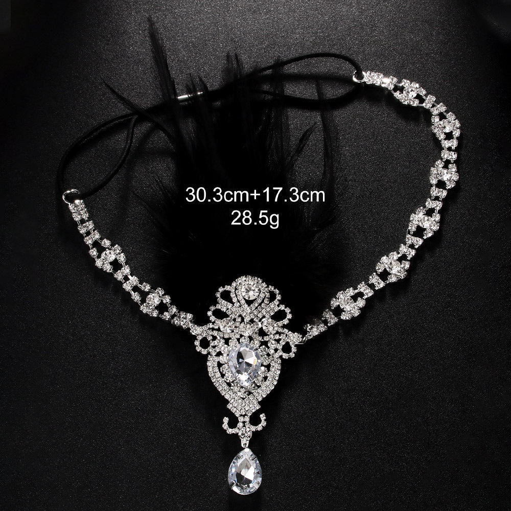 1920s Vintage Feather Exquisite Unique Rhinestone Hairband - Image 3