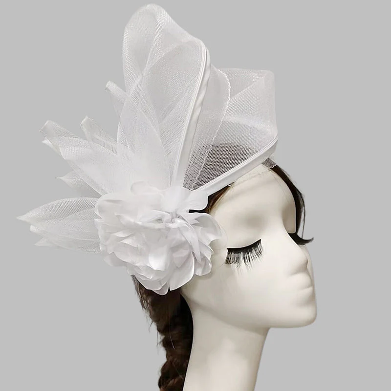 Black Net Veil Flower Wedding Ladies Day Fascinators/Headpiece - Image 3