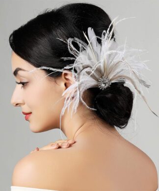 White Vintage Classical Feather Wedding Elegant Hat Fascinators/Headpiece with Crystal