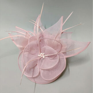 Pearl Pink Net Veil Wedding Ladies Day Hat Floral Retro Fascinators/Headpiece