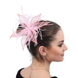 Pink Elegant Faux Linen Fascinator Wedding Evening Party Floral Hat/Headpiece