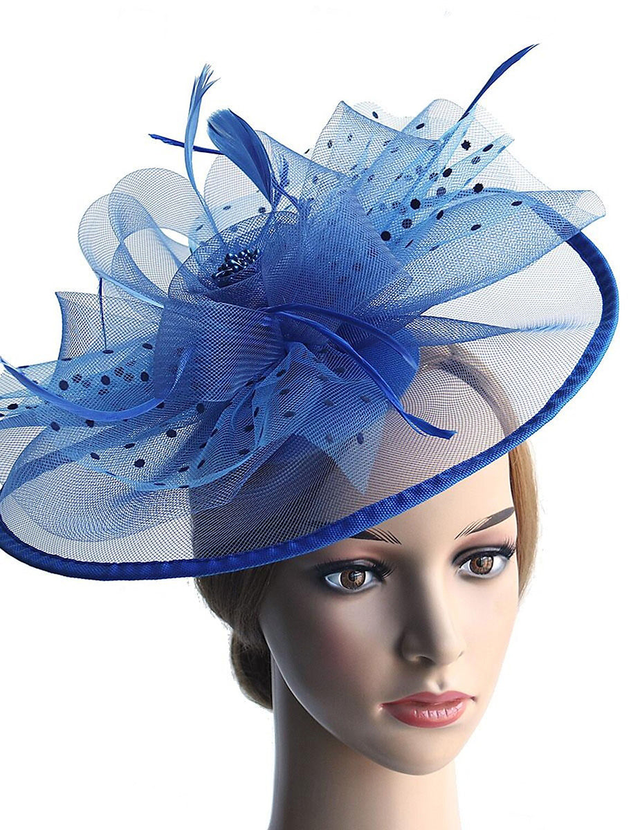 Retro Organza Wedding Party Horse Race Feather Hat/Fascinator With Bow - Image 4