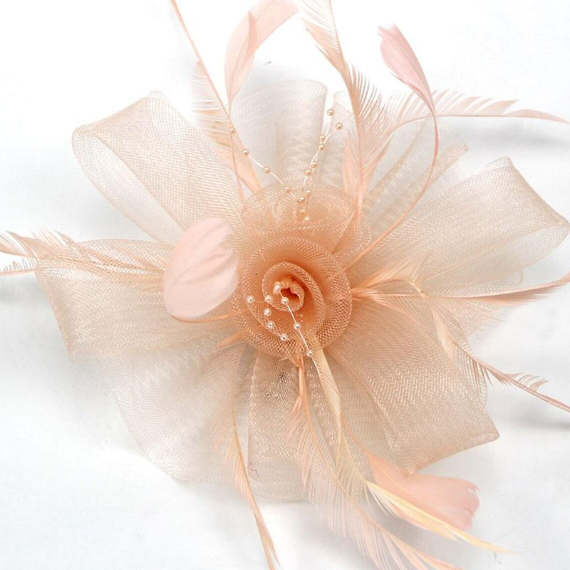 Organza Fedora Hat Ladies Day Feather Cocktail Headpiece/Veil Hat With Bow - 画像 (10)