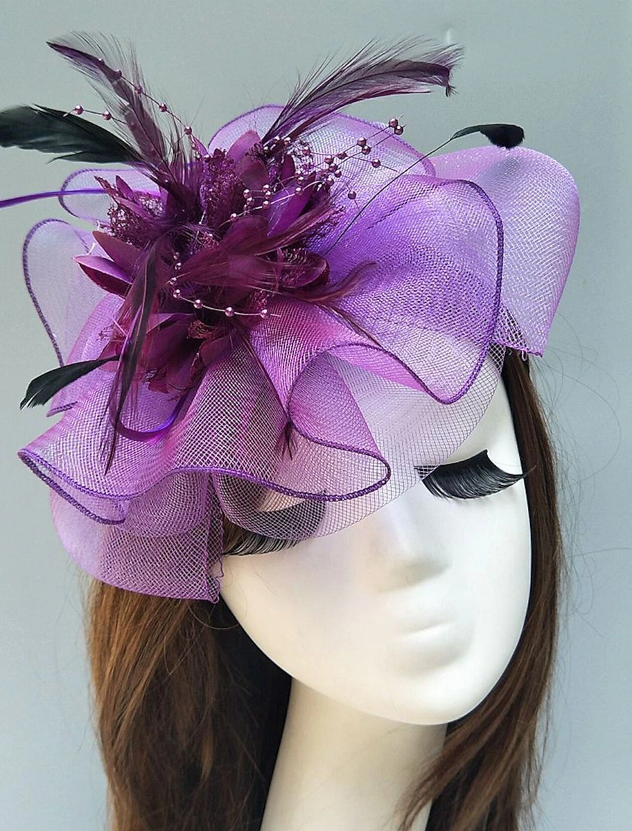 Women's Net Ladies Day Horse Race Flower Wedding Headpiece/Headwear With Feather - Image 15
