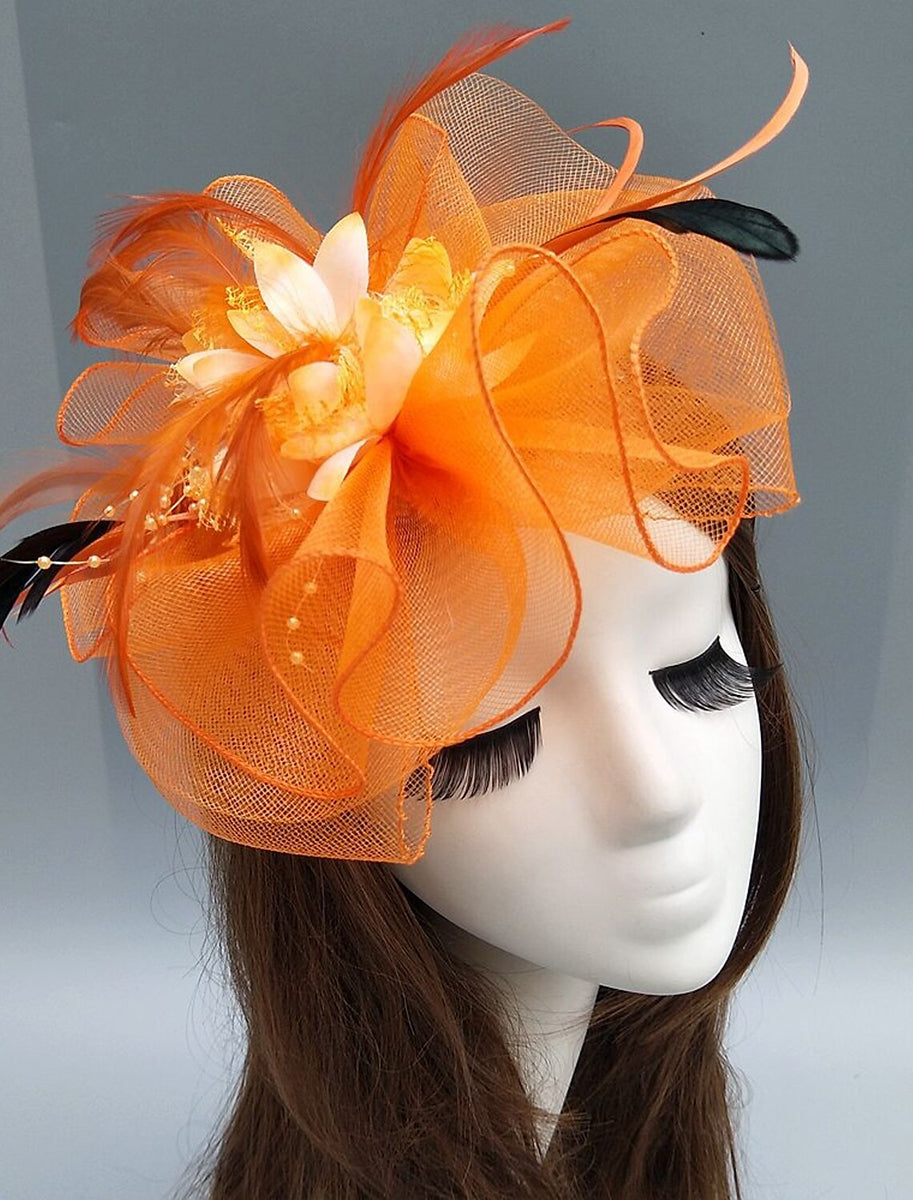 Women's Net Ladies Day Horse Race Flower Wedding Headpiece/Headwear With Feather - Image 8