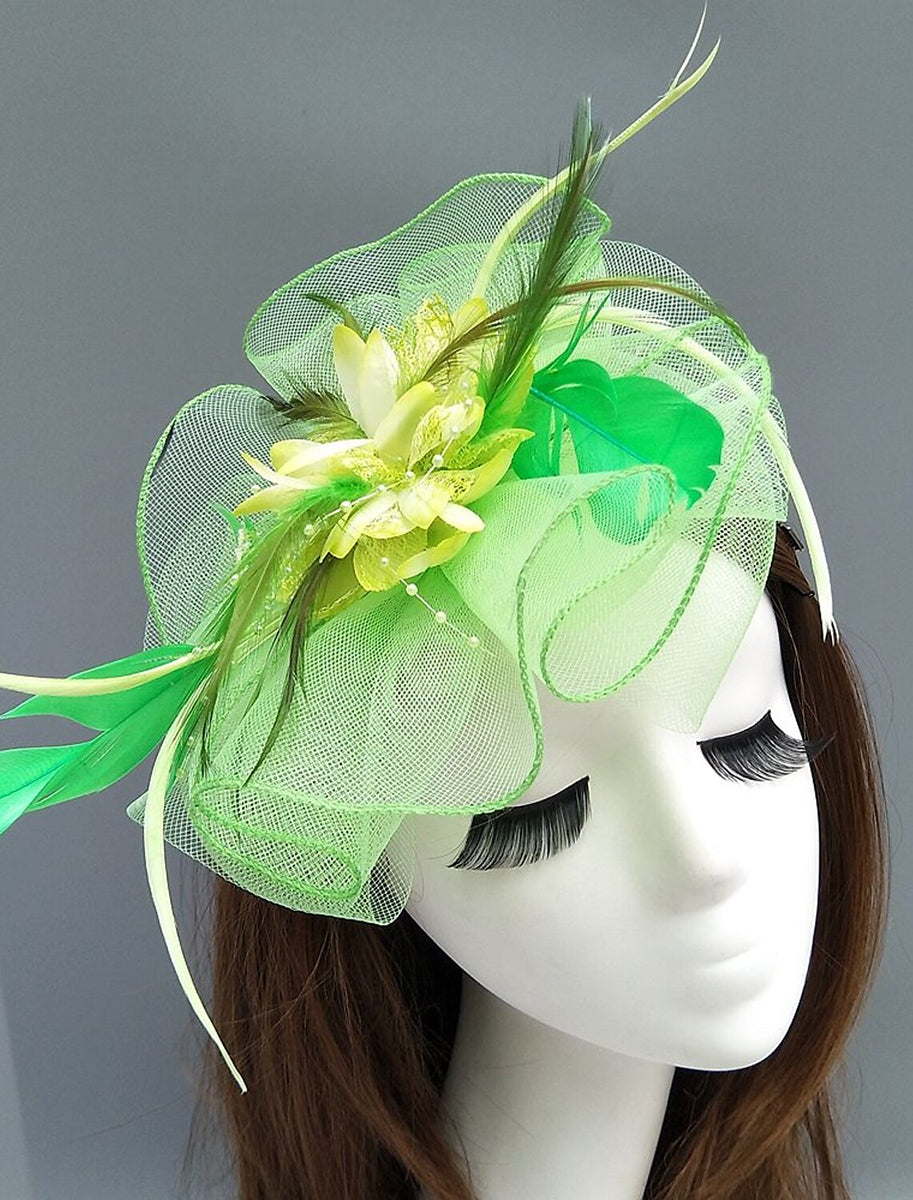 Women's Net Ladies Day Horse Race Flower Wedding Headpiece/Headwear With Feather - Image 4