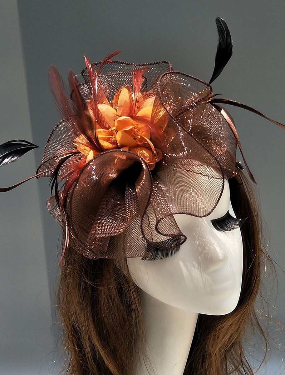 Women's Net Ladies Day Horse Race Flower Wedding Headpiece/Headwear With Feather - Image 10