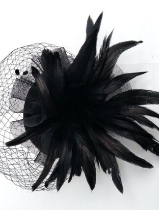 Black Feather Wedding Horse Race Ladies Day Net Headpiece/Headwear