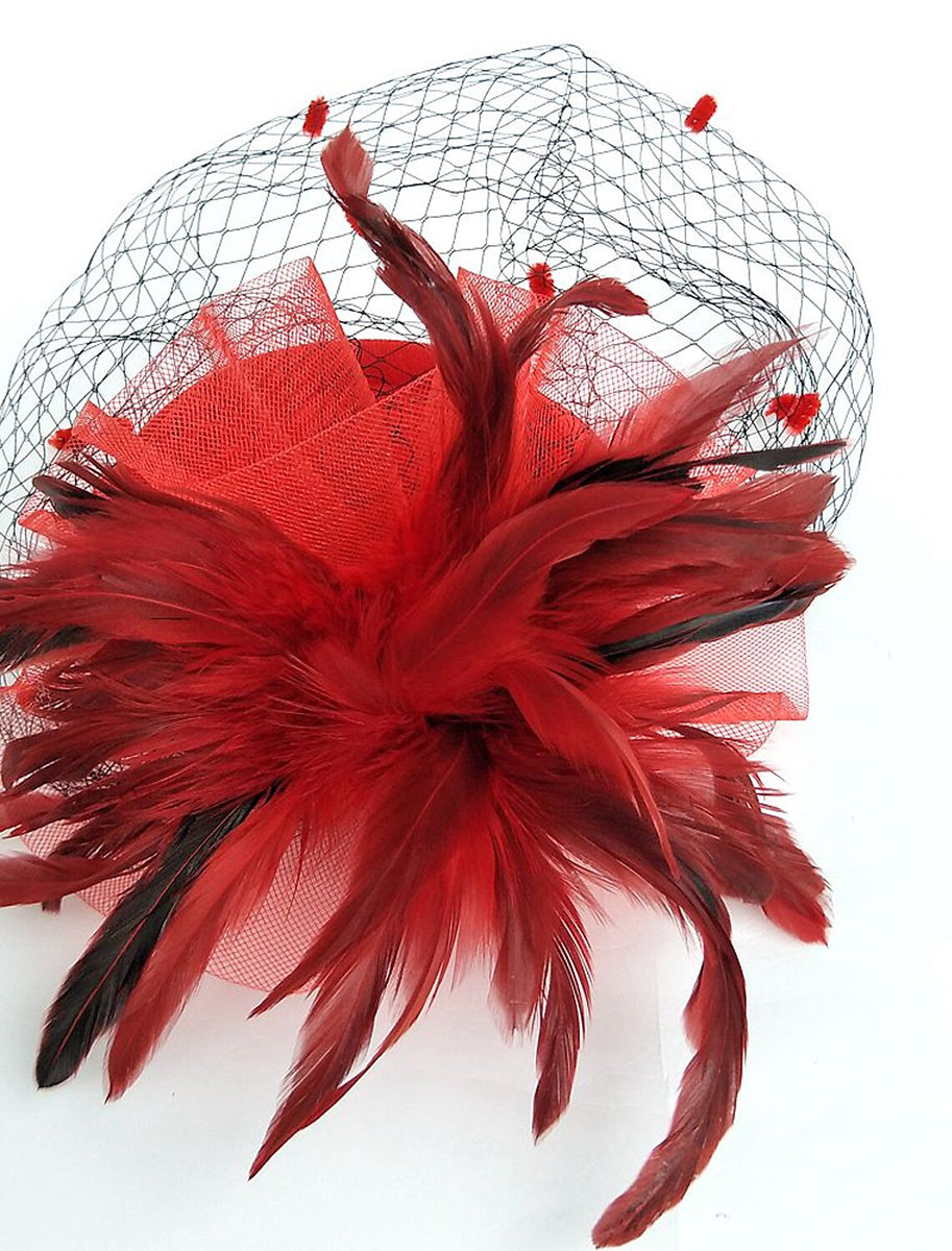 Black Feather Wedding Horse Race Ladies Day Net Headpiece/Headwear - Image 4