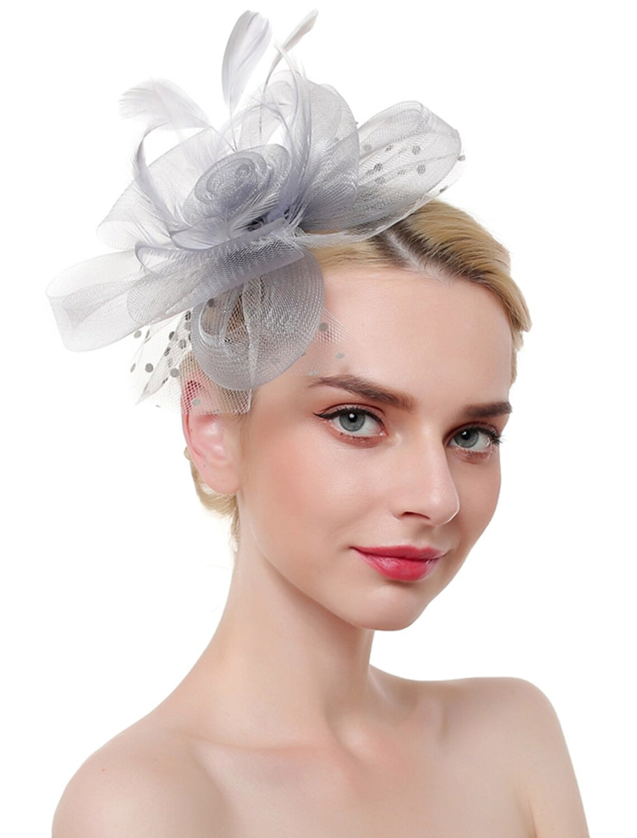 Organza Elegant Wedding Cocktail Party Feather Fascinator/Headpiece With MiniSpot - 画像 (8)