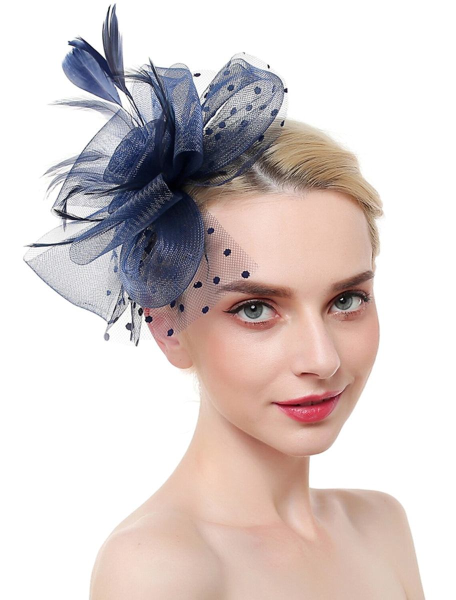 Organza Elegant Wedding Cocktail Party Feather Fascinator/Headpiece With MiniSpot - 画像 (7)