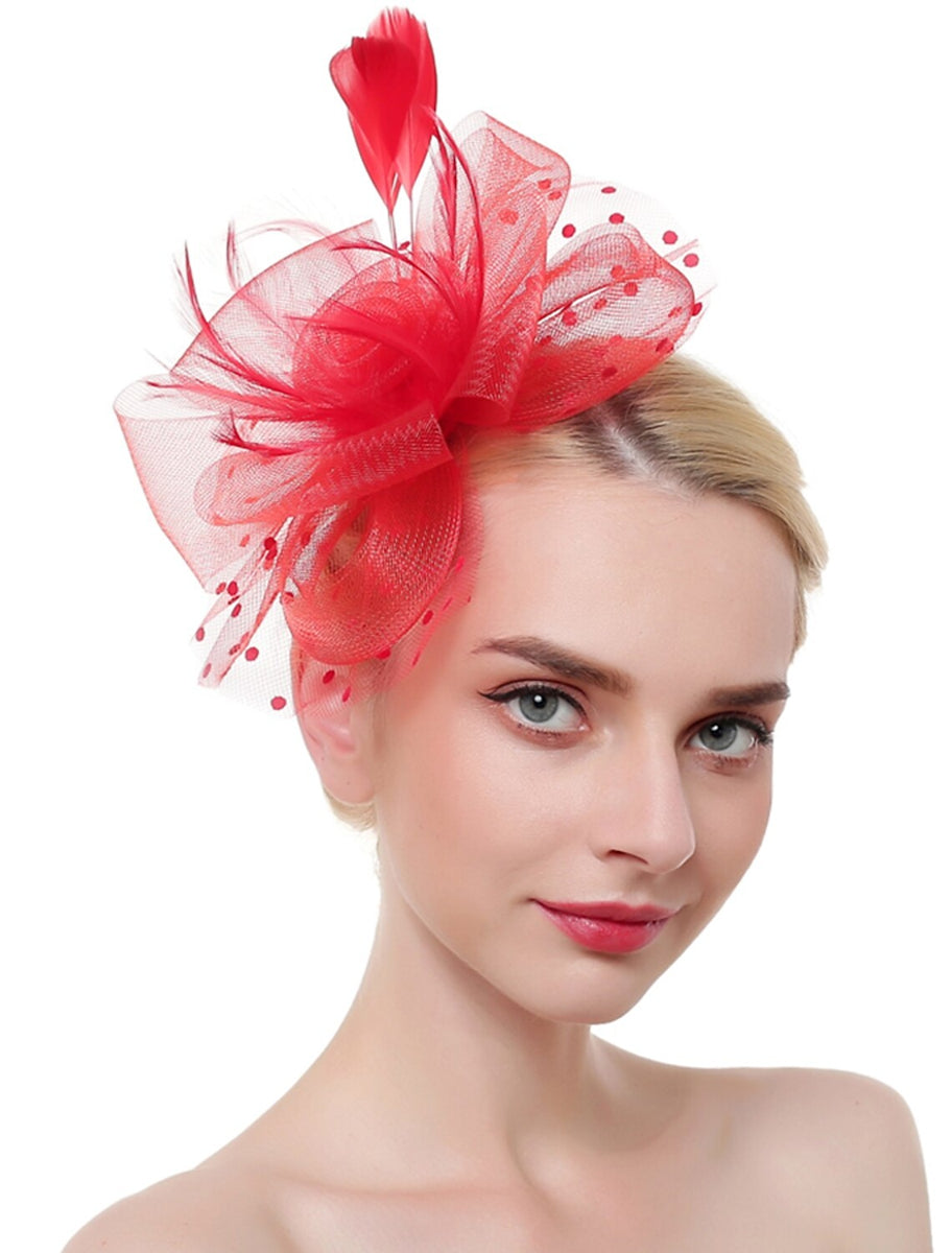 Organza Elegant Wedding Cocktail Party Feather Fascinator/Headpiece With MiniSpot - 画像 (6)
