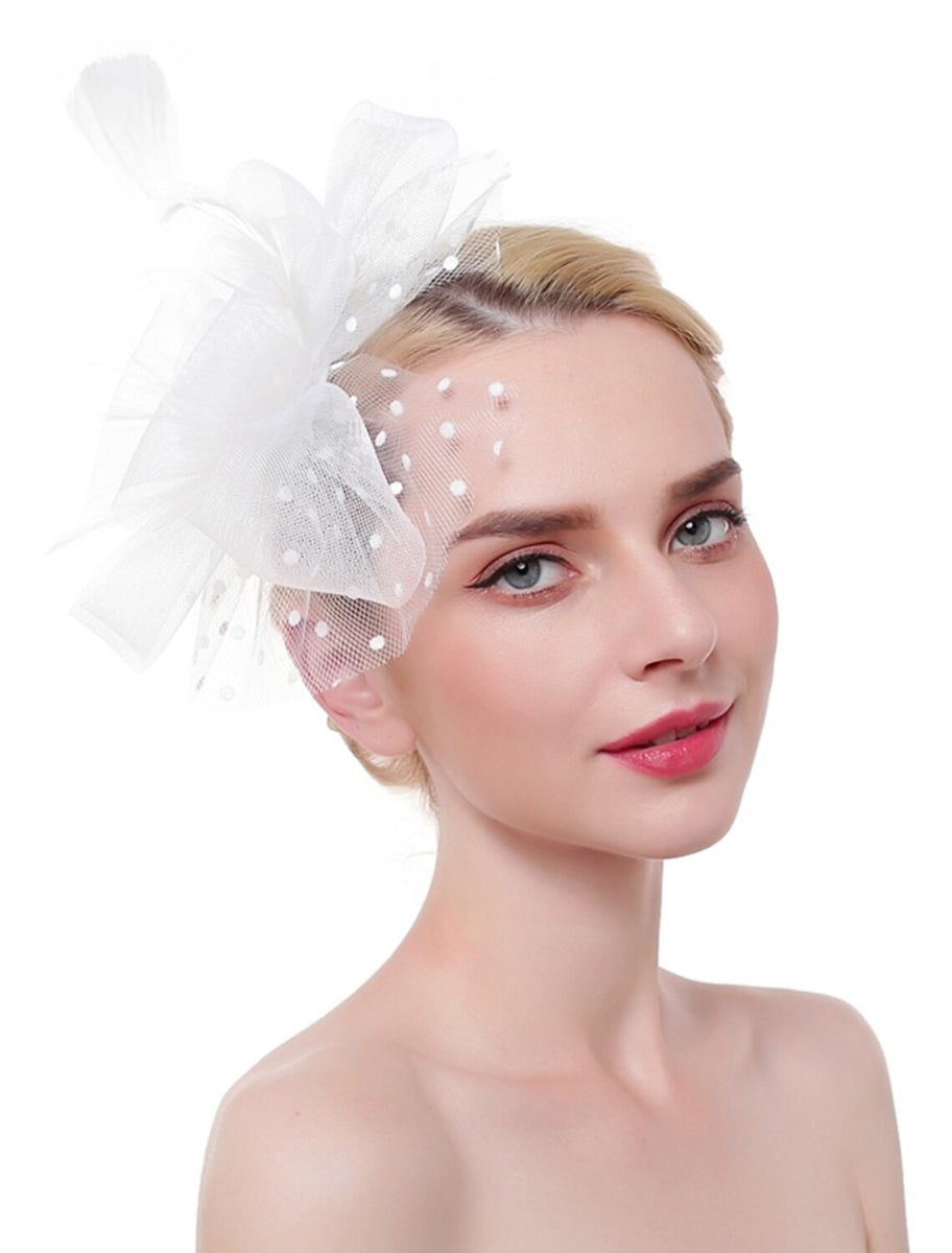 Organza Elegant Wedding Cocktail Party Feather Fascinator/Headpiece With MiniSpot - 画像 (5)