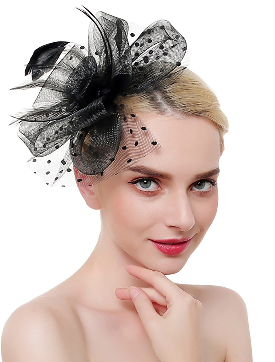 Organza Elegant Wedding Cocktail Party Feather Fascinator/Headpiece With MiniSpot - 画像 (4)