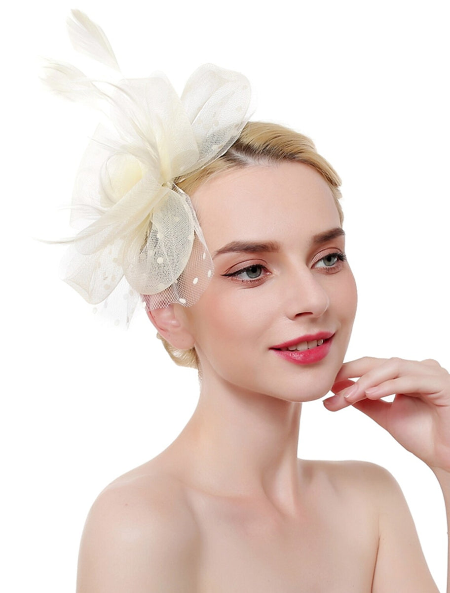 Organza Elegant Wedding Cocktail Party Feather Fascinator/Headpiece With MiniSpot - 画像 (3)