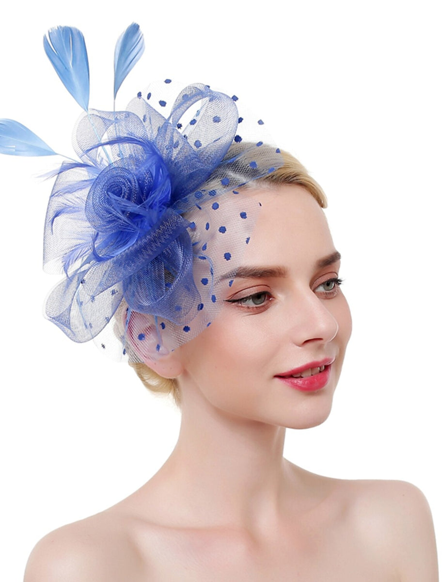 Organza Elegant Wedding Cocktail Party Feather Fascinator/Headpiece With MiniSpot - 画像 (2)
