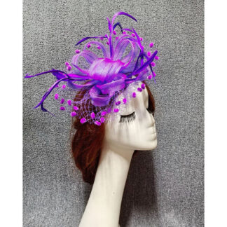 Exquisite Net Wedding Ladies Day Fascinator/Headpiece With Petal & Pom-pom