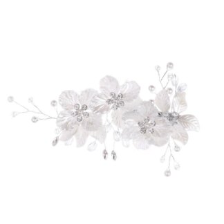 Flower Clip Bridal Headpiece with Pearls & Crystals
