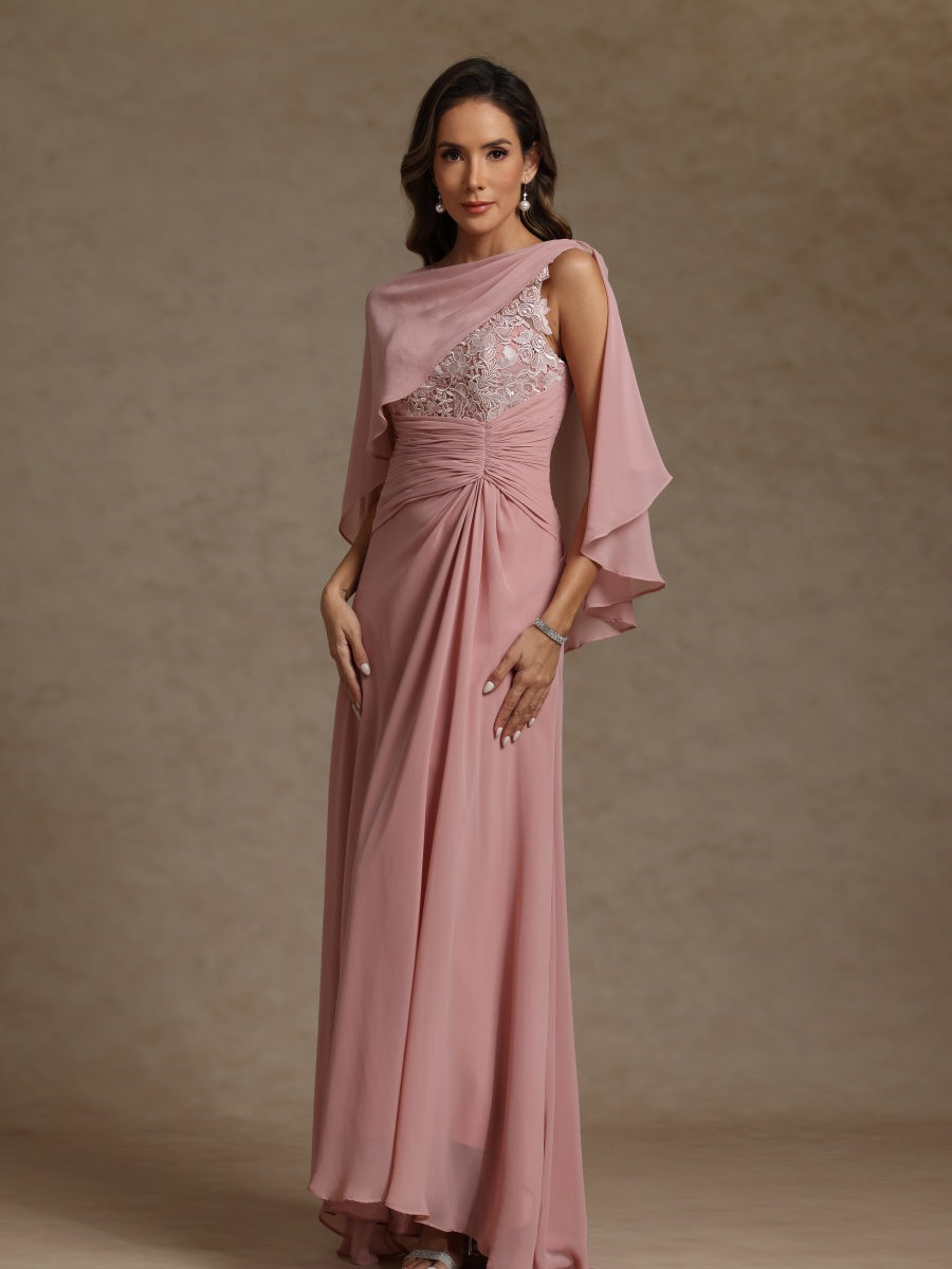 A-Line/Princess Crew Neck Sleeveless Chiffon Mother of the Bride Dresses with Applique - 이미지 4