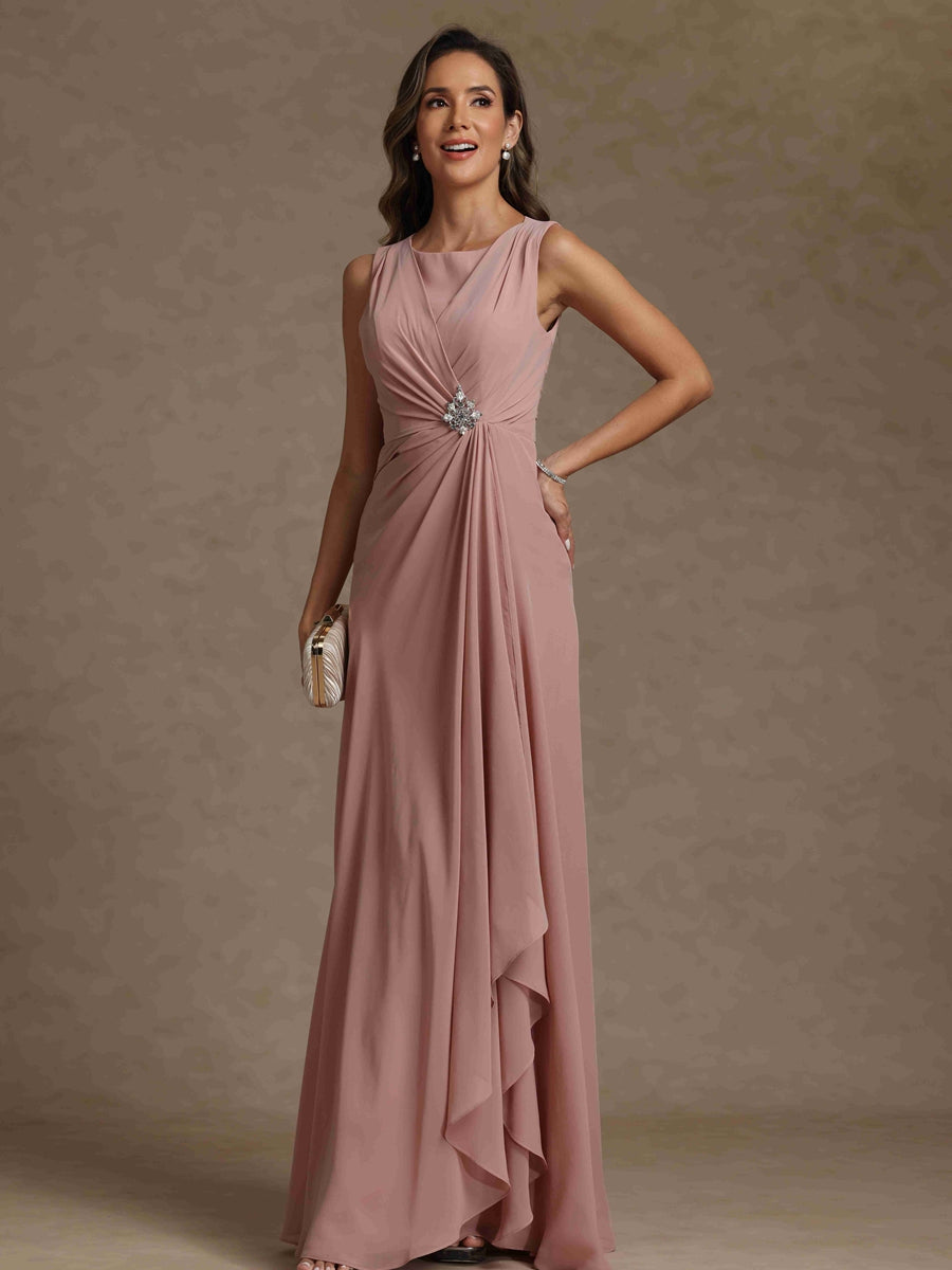Sheath/Column Crew Nevk Sleeveless Mother of the Bride Dresses with Sash - 画像 (5)