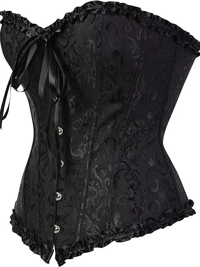 Women‘s Tummy Control Overbust  Jacquard Abstract Flower Hook & Eye Corsets for Wedding Party Birthday - 이미지 12