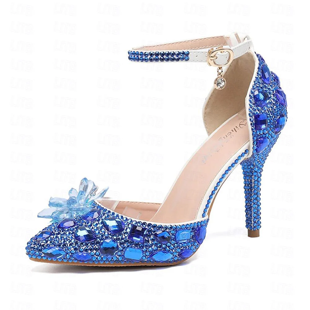 Women's Wedding  Shoes Closed Toe Pointed Toe Silver Blue Colorful PU Pumps Bridal Shoes - Image 10
