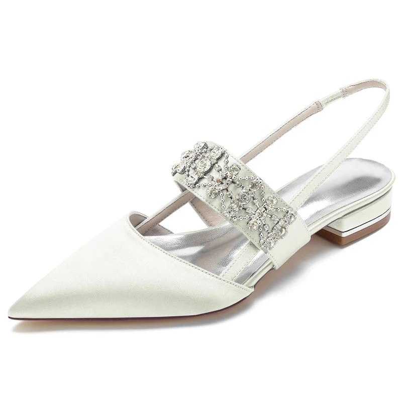 Women's Wedding Shoes Delicate Crystal-encrusted Pointed Toe Buckle Bridal Shoes - Image 10