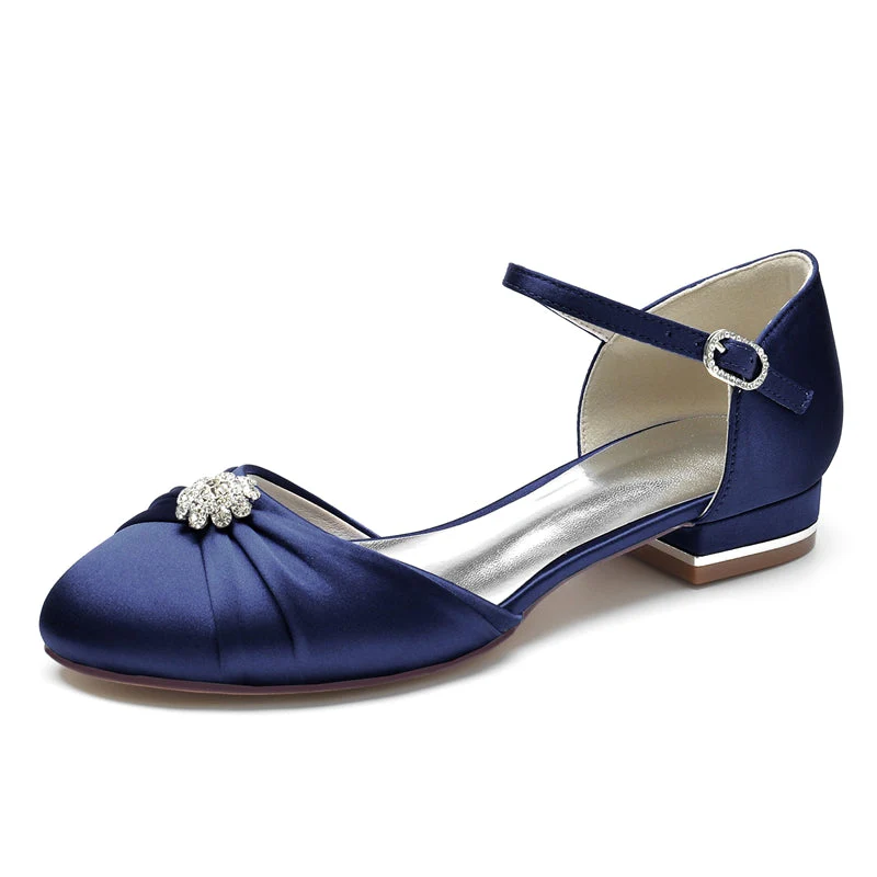 Women's Wedding Shoes Closed Toe Stylish Buckle Bridal Shoes with Rhinestone & Ruffles - 이미지 5