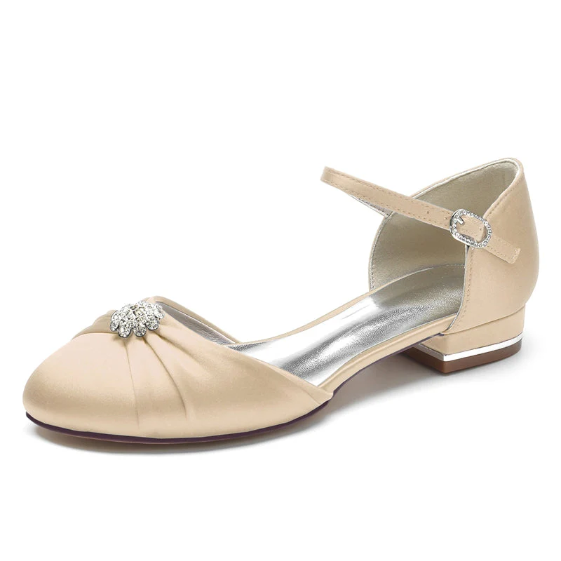 Women's Wedding Shoes Closed Toe Stylish Buckle Bridal Shoes with Rhinestone & Ruffles - 이미지 11