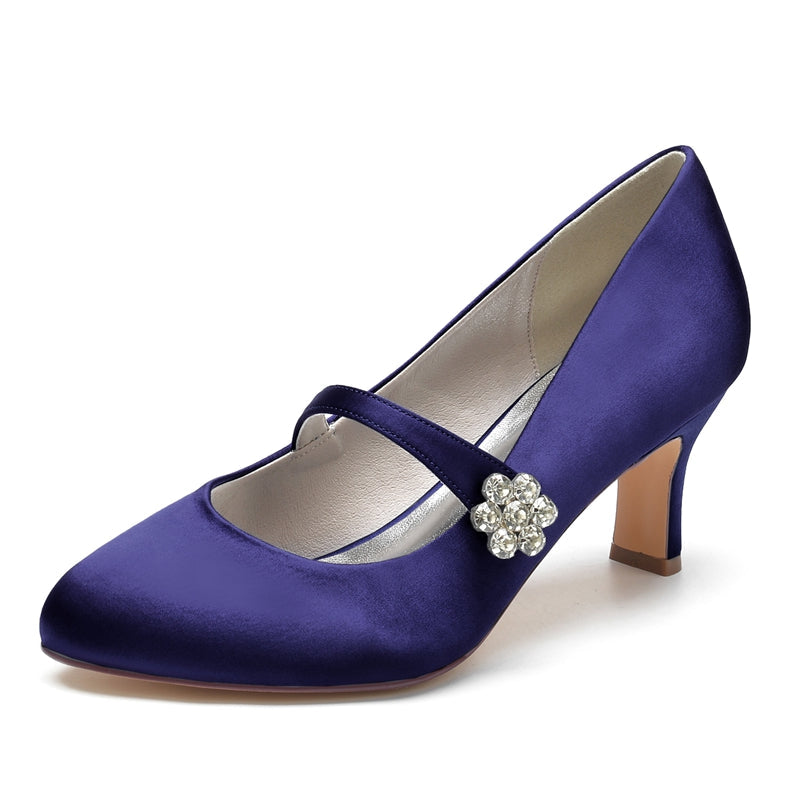 Women's Wedding Shoes White Round Toe Mid Heel Simple Bridal Shoes - Image 6