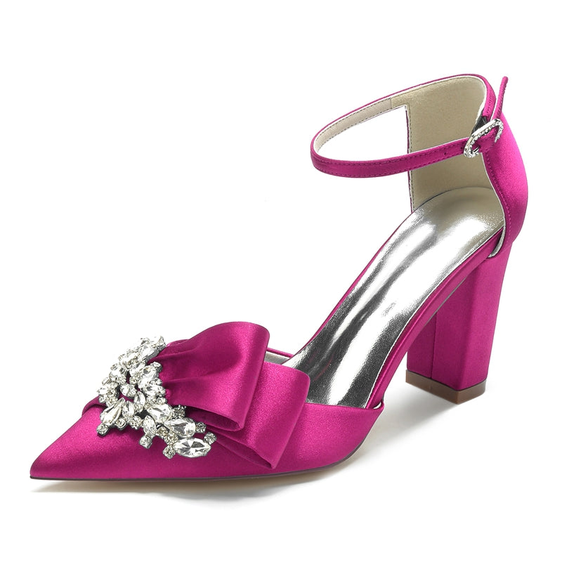 Women's Wedding Shoes Pointed Toe Luxurious Buckle Bridal Shoes with Rhinestone & Ruffles - Image 7