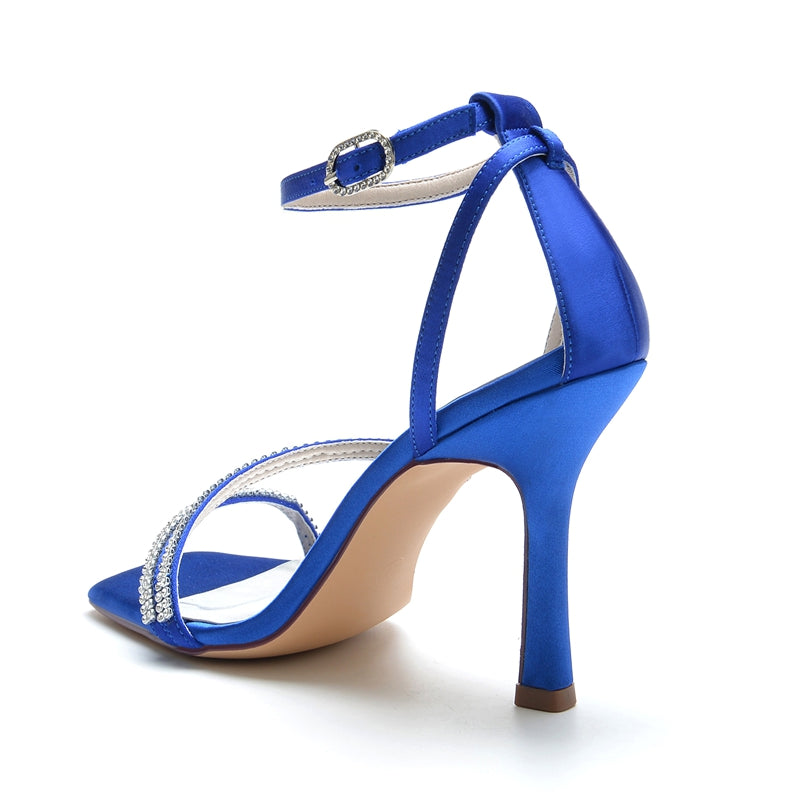 Women's Wedding Shoes Peep Toe High Heel Buckle Bridal Shoes with Crystal Straps - 이미지 5