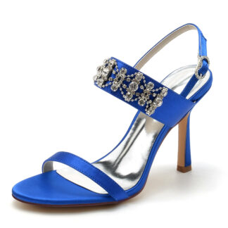 Women's Wedding Shoes Peep Toe High Heel Rhinestone Chain Luxury Buckle Bridal Shoes