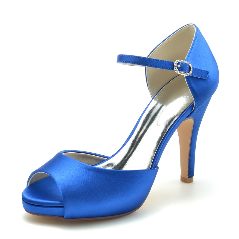Women's Wedding Shoes Peep Toe Stiletto Heel High-End Minimalism Buckle Bridal Shoes