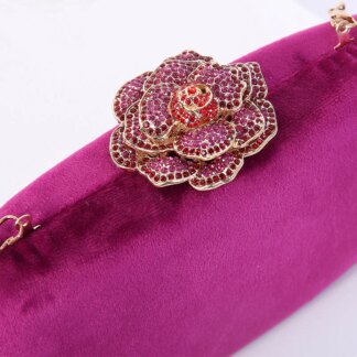 Yellow Luxurious Velvet Wedding Party Evening Clutch Bag with 3D Flower