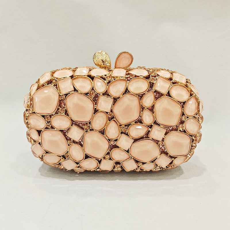 Elegant Retro Irregular Glass Diamond Encrusted Square Evening Wedding Party Clutch Bag - Image 7