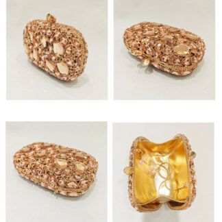 Elegant Retro Irregular Glass Diamond Encrusted Square Evening Wedding Party Clutch Bag