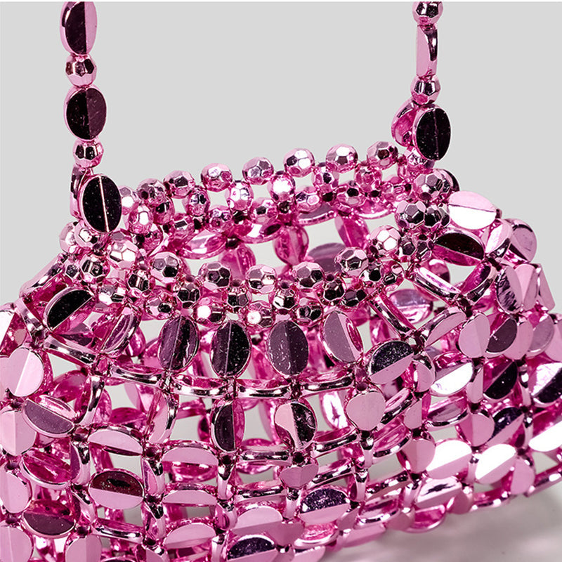 Chic Acrylic Sequins Elegant Weave Chain Evening Clutch Bag with Beadings - Image 3