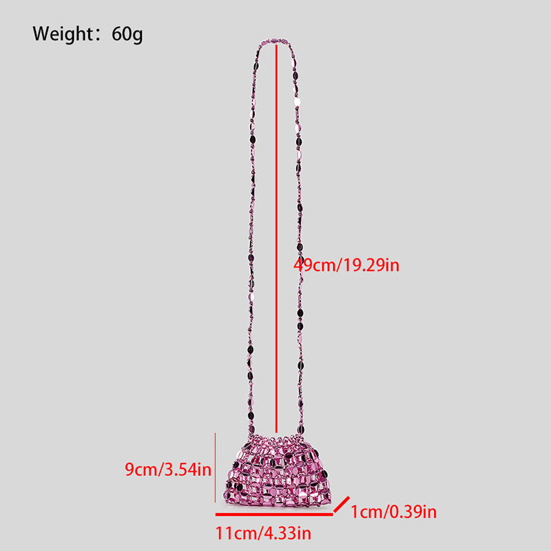 Chic Acrylic Sequins Elegant Weave Chain Evening Clutch Bag with Beadings - Image 4