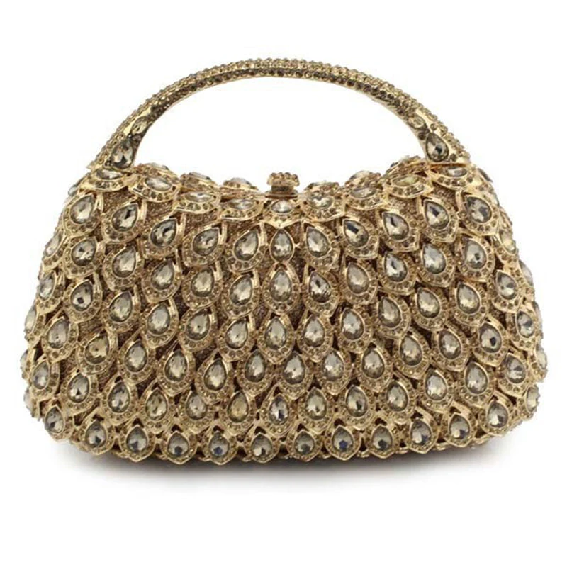 Retro Luxurious Wedding Party Evening Square HandBag with Rhinestone - Image 6