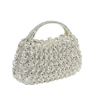 Retro Luxurious Wedding Party Evening Square HandBag with Rhinestone