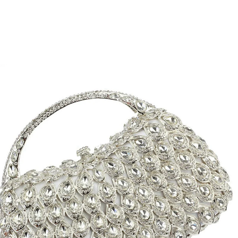 Retro Luxurious Wedding Party Evening Square HandBag with Rhinestone - Image 4