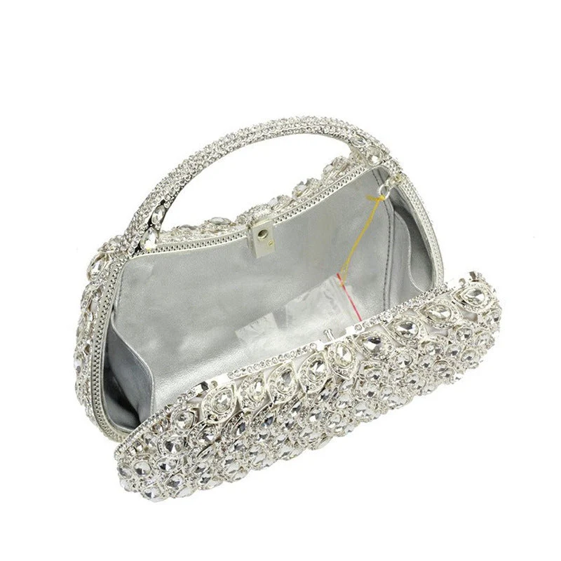 Retro Luxurious Wedding Party Evening Square HandBag with Rhinestone - Image 5