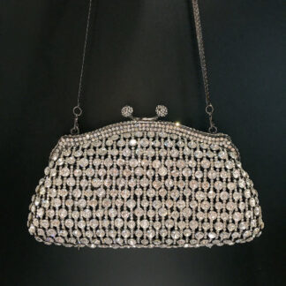 Skeleton Metal Retro Evening Party Clutch Bag with Irregular Rhinestones