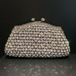 Skeleton Metal Retro Evening Party Clutch Bag with Irregular Rhinestones