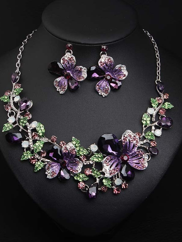 1 set Cubic Zirconia Rhinestone Alloy Bridal Jewelry Earrings Necklace For Women's Fall Wedding Pendant Necklace Set - Image 6