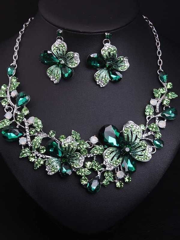 1 set Cubic Zirconia Rhinestone Alloy Bridal Jewelry Earrings Necklace For Women's Fall Wedding Pendant Necklace Set - Image 4