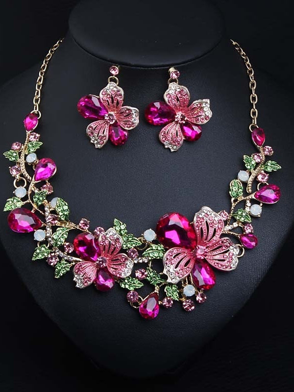 1 set Cubic Zirconia Rhinestone Alloy Bridal Jewelry Earrings Necklace For Women's Fall Wedding Pendant Necklace Set - Image 3